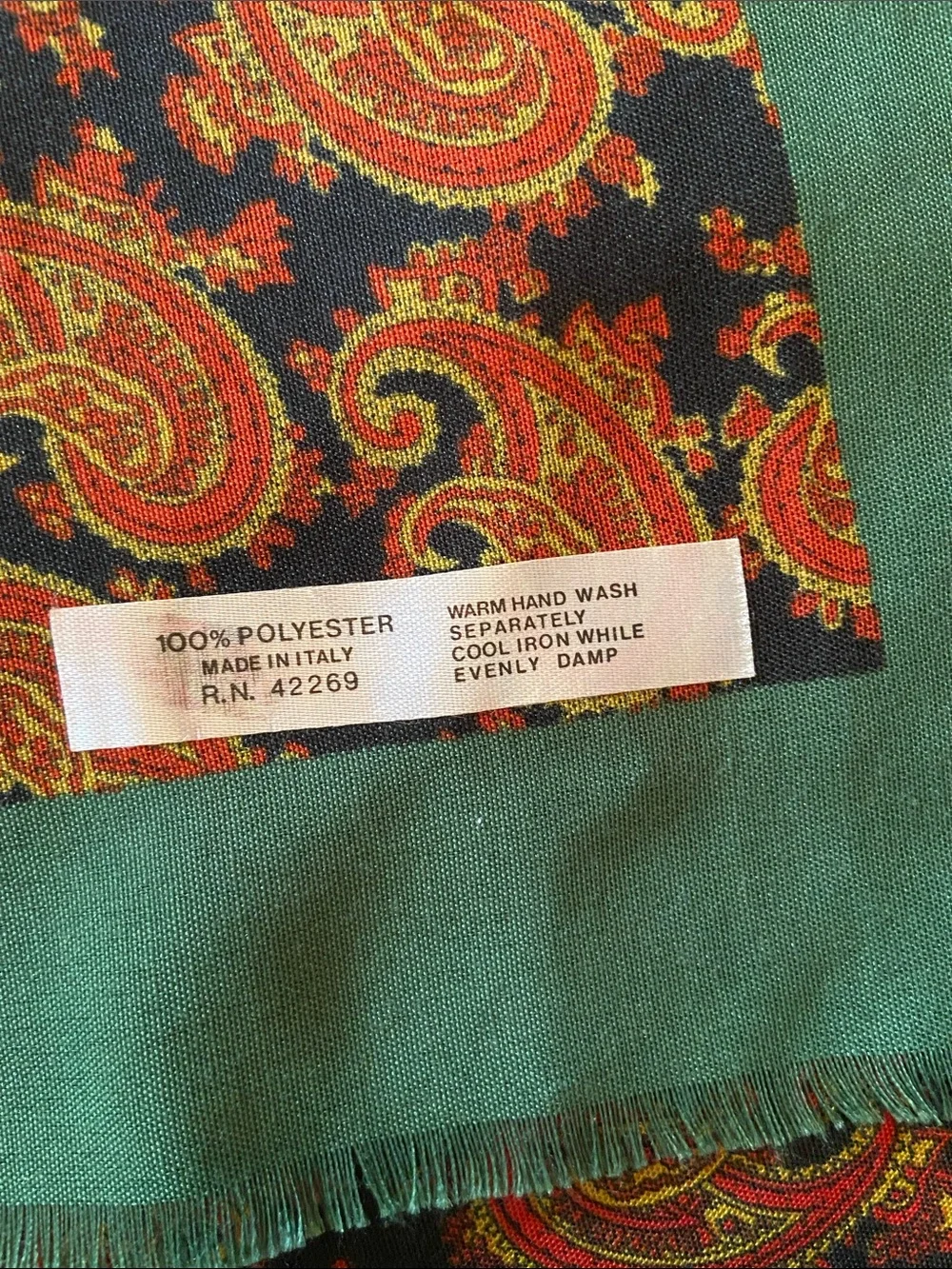 Silk Scarf with Flying Crane Motif and Green Border